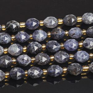 6mm Gray Purple Iolite Beads Grade Aa+ Gemstone Drum Barrel Rice Bead Loose Beads 15"/7.5" Bulk Lot Options