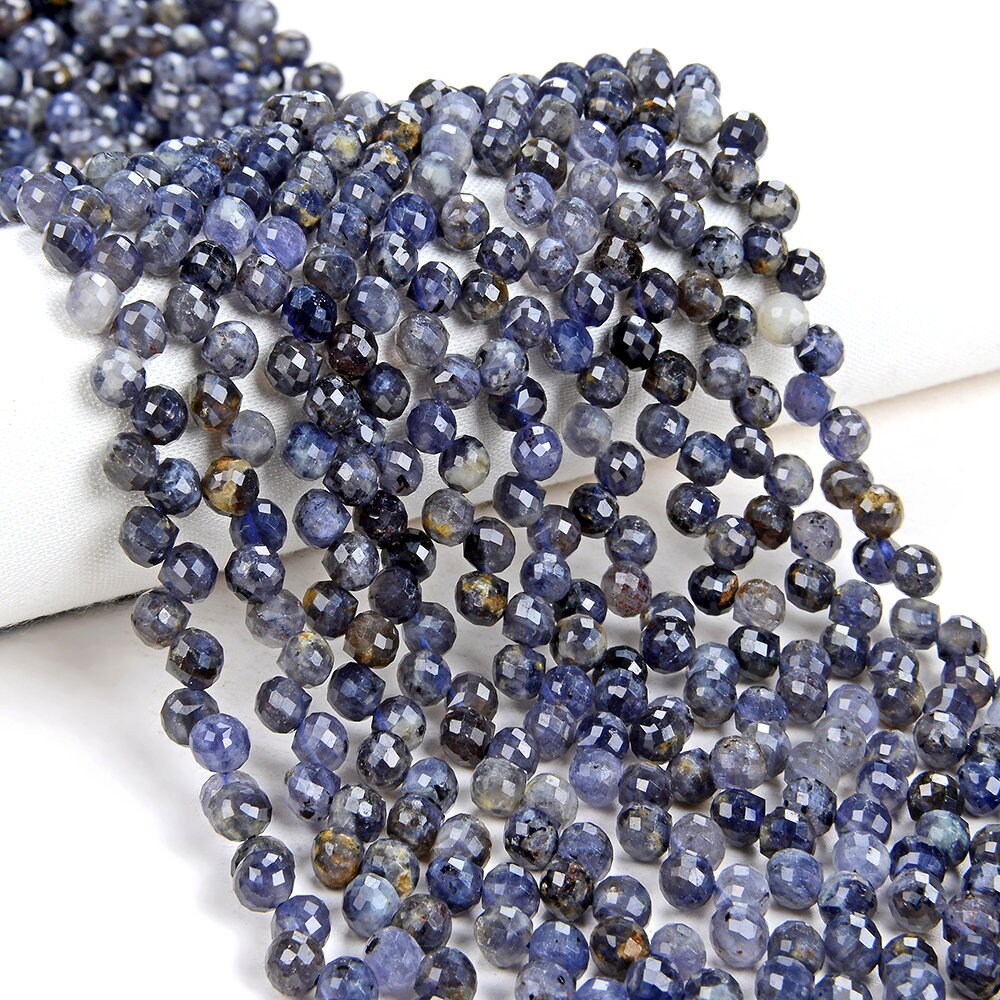 6mm Natural Iolite Gemstone Grade Aa Micro Faceted Briolette Loose Beads (p8)