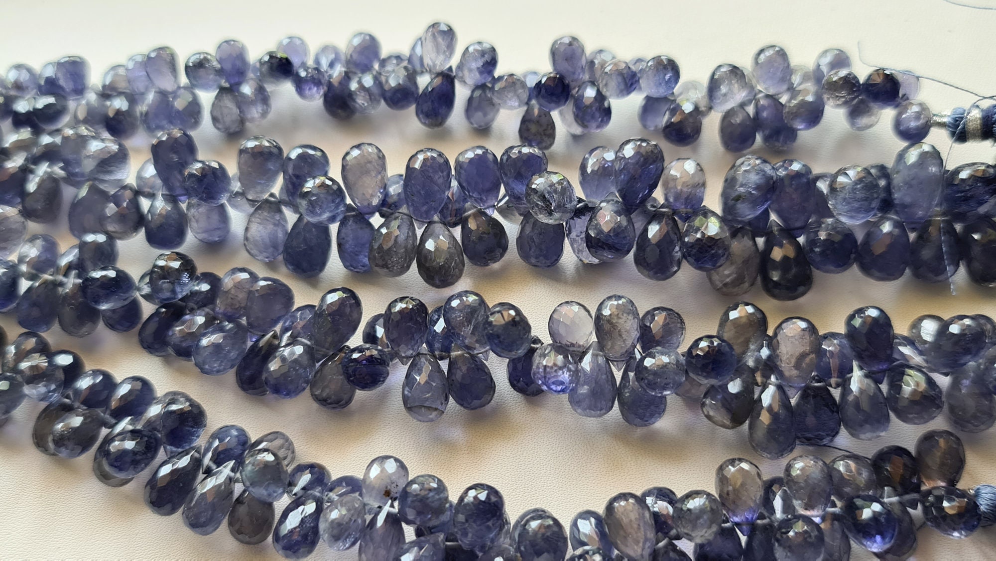 6x9mm Iolite Faceted Teardrop Beads, Natural Violet Blue Iolite Faceted Drops, Iolite Beads For Jewelry (3.5in To 7in Options) - Dga24