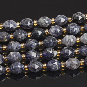 8mm Dark Blue Iolite Beads Grade Aa Genuine Natural Gemstone Drum Barrel Rice Bead Loose Beads 15"/7.5" Bulk Lot Options