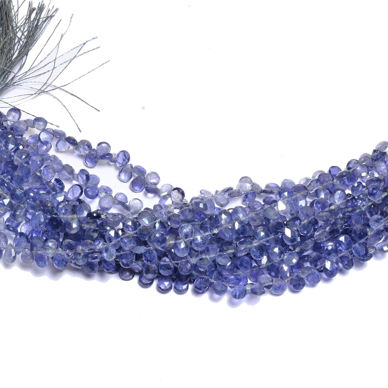 Aaa Iolite 5x8mm Faceted Pear Briolette Beads | 8inch Strand | Natural Iolite Semi Precious Gemstone Briolette Pear Beads For Jewelry Making