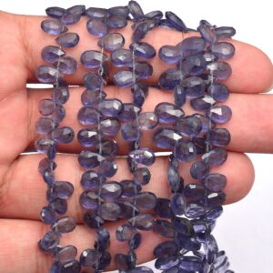 Aaa+ Iolite Gemstone 6x9mm Pear Briolette Beads | 8inch Strand | Natural Iolite Semi Precious Gemstone Faceted Briolette Beads For Jewelry