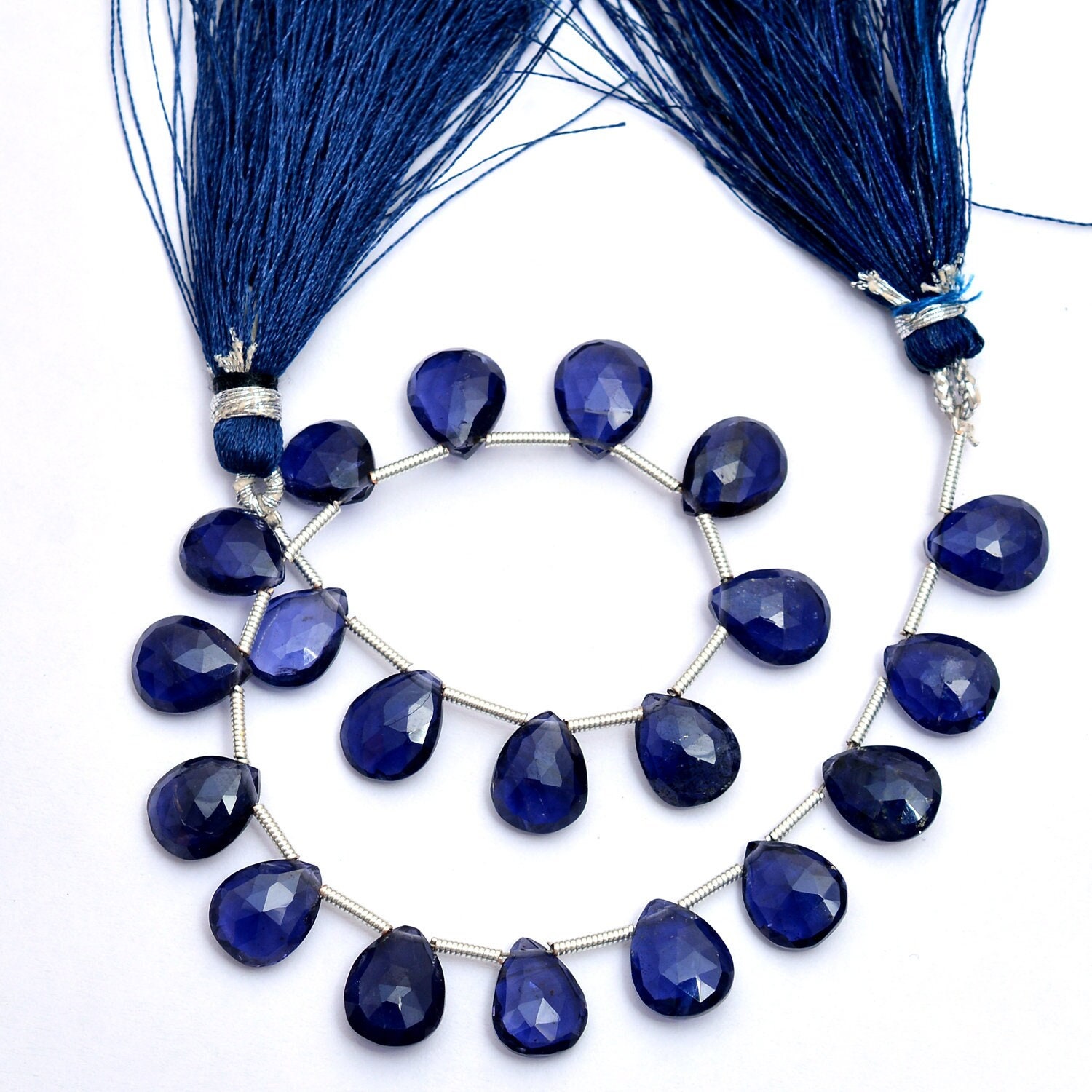 Aaa+ Iolite Gemstone 8x10mm Faceted Pear Briolette Beads | 8" Strand | Natural Iolite Semiprecious Gemstone Briolette Loose Calibrated Beads