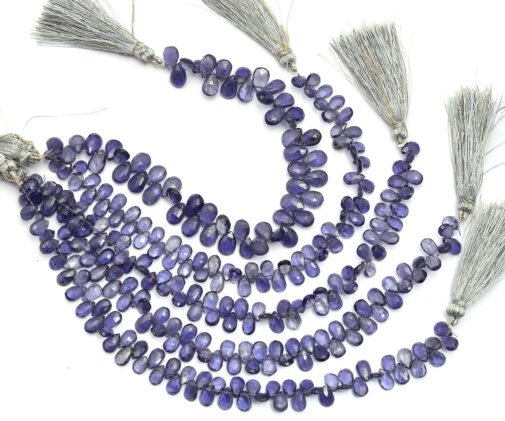 Aaa+ Iolite Gemstone 5x8mm Pear Briolette Beads | 8inch Strand | Natural Iolite Semi Precious Gemstone Faceted Briolette Beads For Jewelry