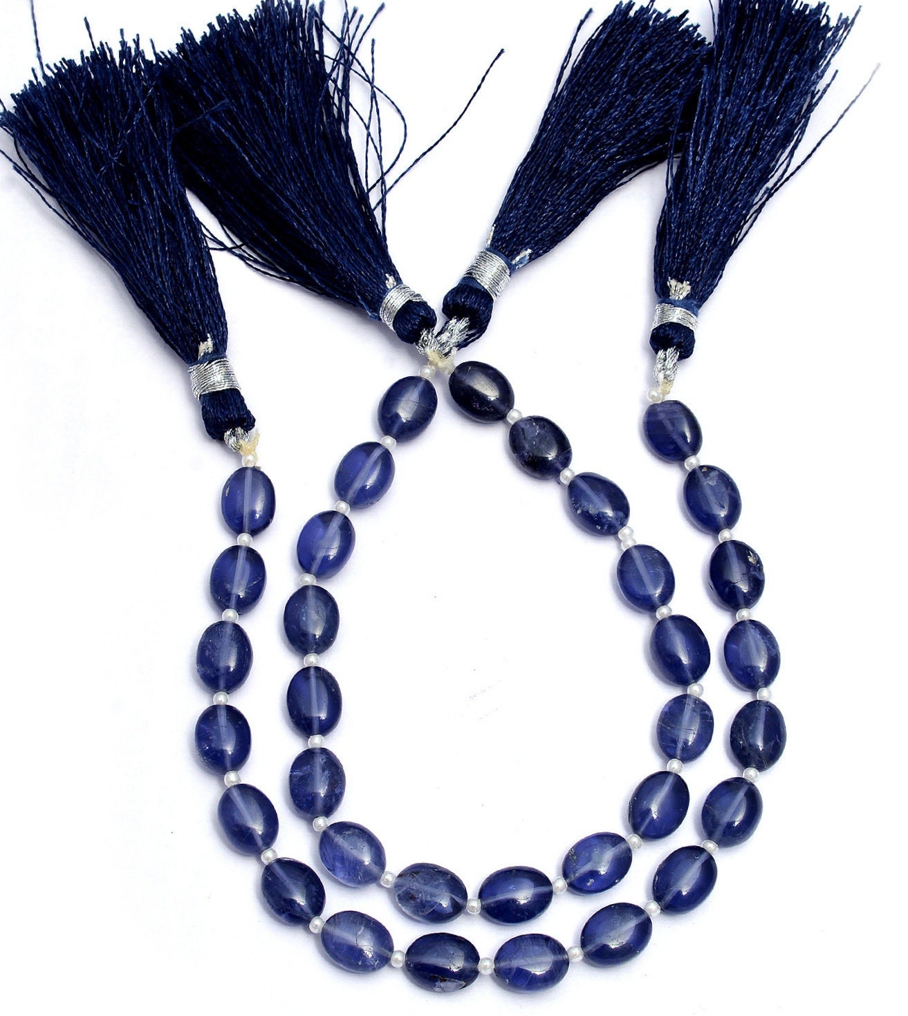 Aaa+ Iolite Gemstone 7x9mm Smooth Oval Beads, 7inch Strand