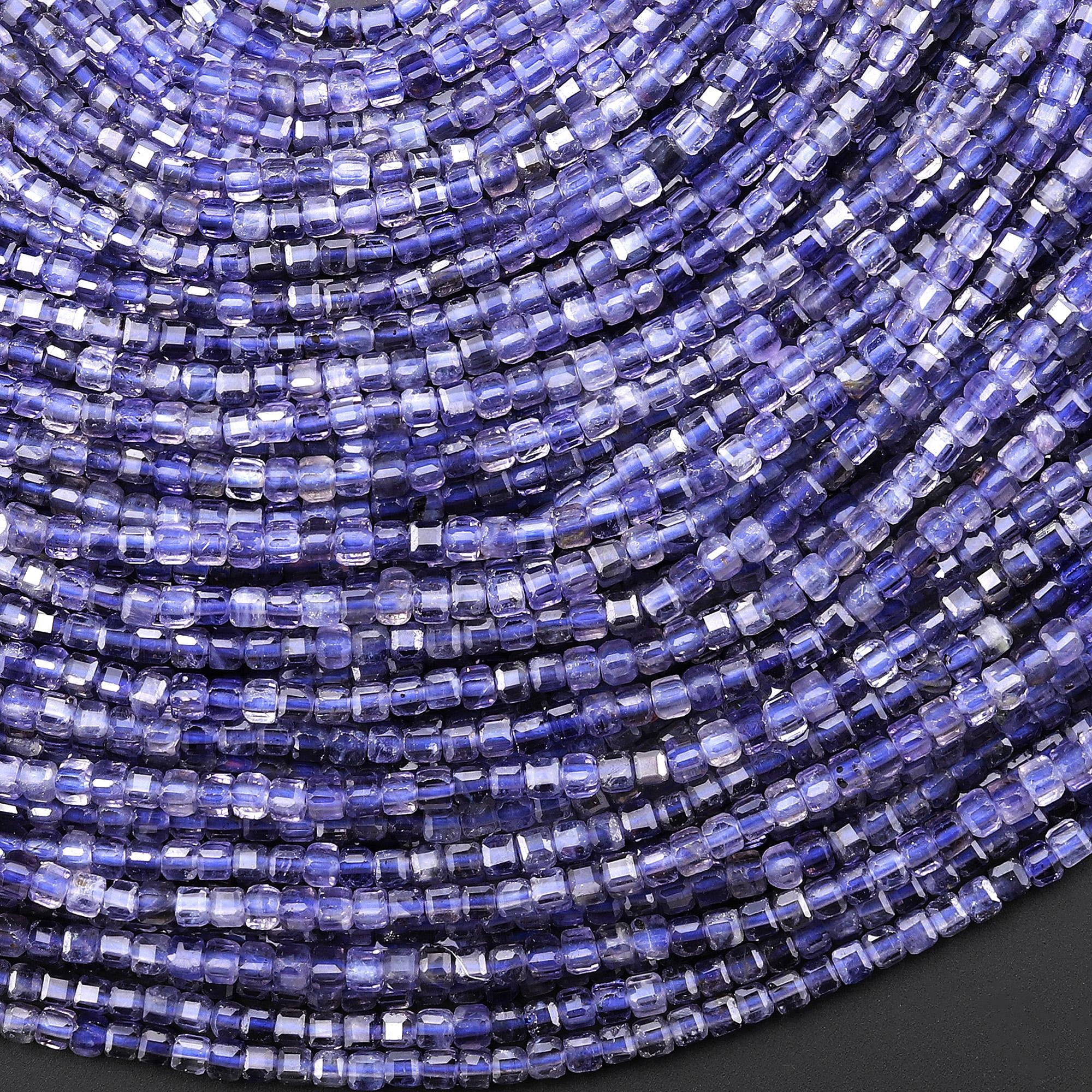 Aaa Natural Iolite Gemstone Faceted 2mm Cube Beads Translucent Gemstone 15.5" Strand