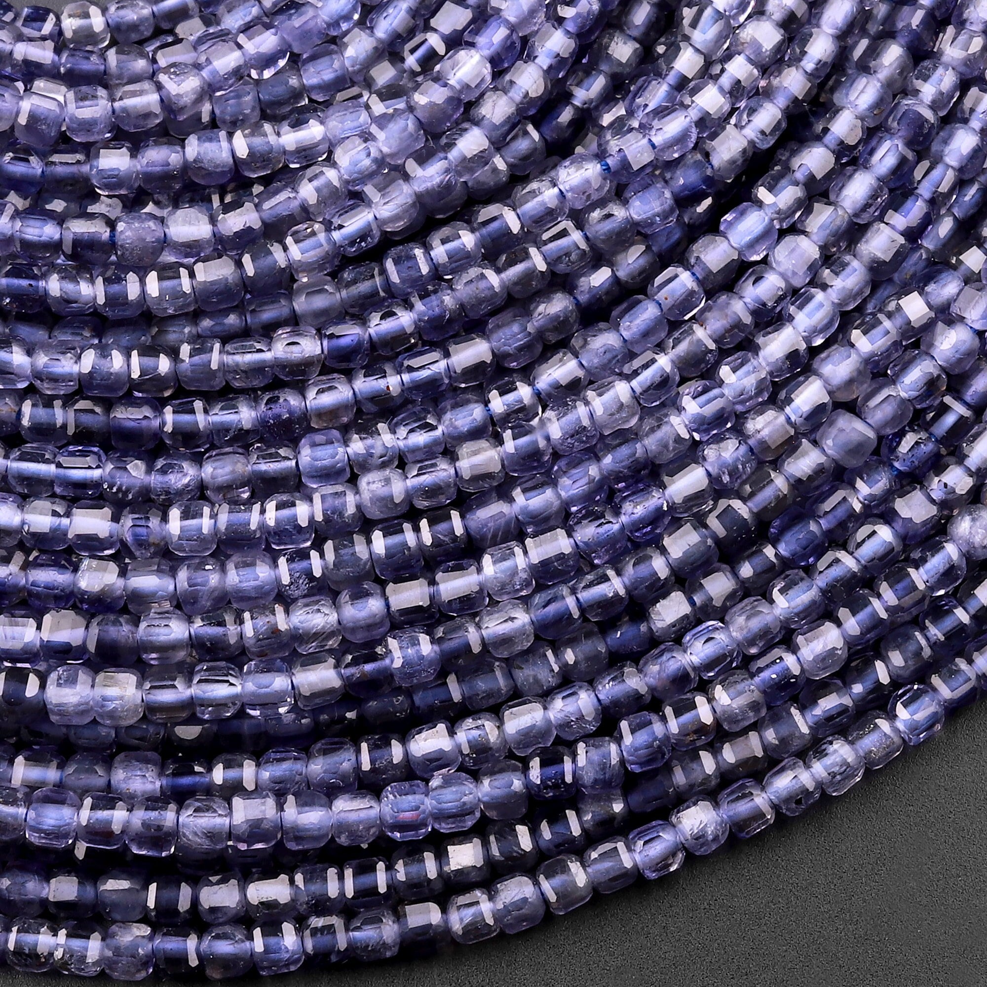 Aaa Natural Iolite Gemstone Faceted 2mm 3mm Cube Square Beads 15.5" Strand Aaa Natural Iolite Gemstone Faceted 2mm 3mm Cube Square Beads 15.5" Strand
