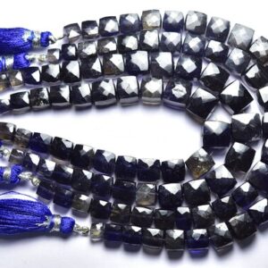Beautiful Iolite Cube Beads - 7 inches - Natural Amazing Beautiful Faceted Iolite Cube,Box Briolettes - Size is 6-9mm #562