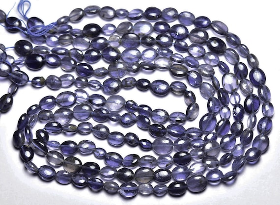 Beautiful Iolite Oval Beads - 15 Inches - Natural Smooth Iolite Oval Beads - Size Is 4x5 - 6x8 Mm #2517