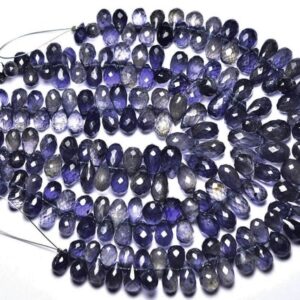 Beautiful Iolite Teardrop Beads - 7 inches - Natural Faceted Iolite Briolettes - Size is 5x7.5 - 5x11 mm #2520