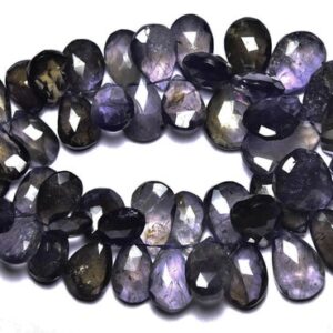Big 301 cts - Iolite Pear Beads - 8 inches - Natural Faceted Iolite Briolettes - Size is 10x13 - 14x21 mm #2523