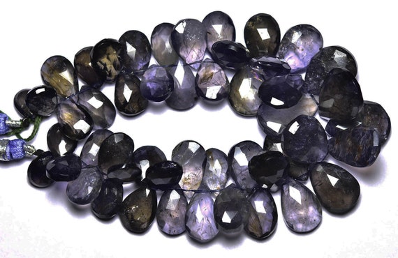 Big 301 Cts - Iolite Pear Beads - 8 Inches - Natural Faceted Iolite Briolettes - Size Is 10x13 - 14x21 Mm #2523 Big 301 Cts - Iolite Pear Beads - 8 Inches - Natural Faceted Iolite Briolettes - Size Is 10x13 - 14x21 Mm #2523