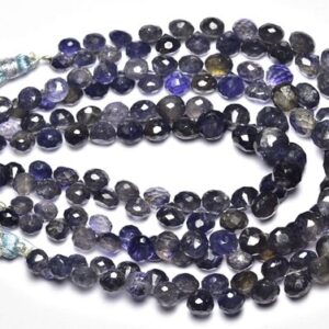 Iolite Briolette Beads - 7 inches - Natural Iolite Faceted Onion Briolettes,Finest Quality,Size is 5-6mm #373