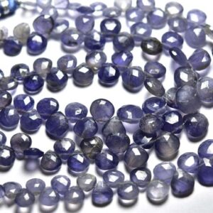 Iolite Briolette Beads - 7.50 inches - Natural Heart Iolite Faceted Briolettes - Size is 7-9mm #896