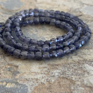 Iolite Cube Beads, 4mm, 15.5 Inch Strand