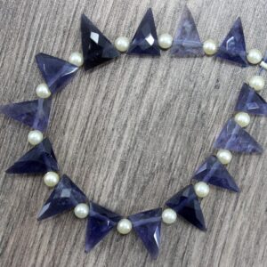 Faceted Iolite Briolette Beads: 13 Pieces, Triangle Shape (8x11-10x14 Mm)