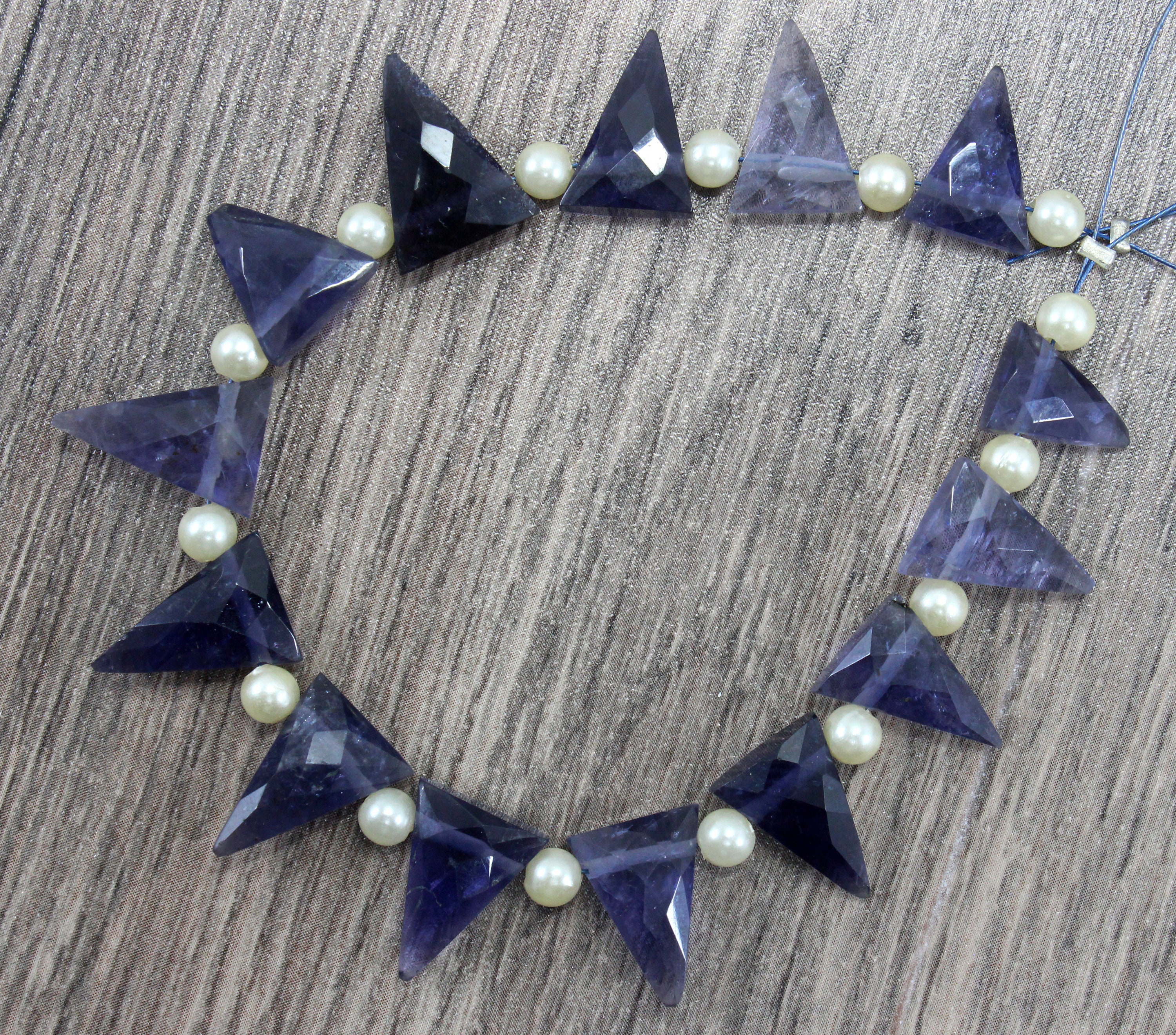 Faceted Iolite Briolette Beads: 13 Pieces, Triangle Shape (8x11-10x14 Mm)