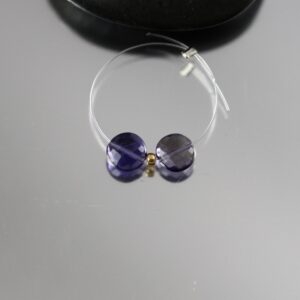 Iolite Faceted Coin Beads - Pair - 6mm