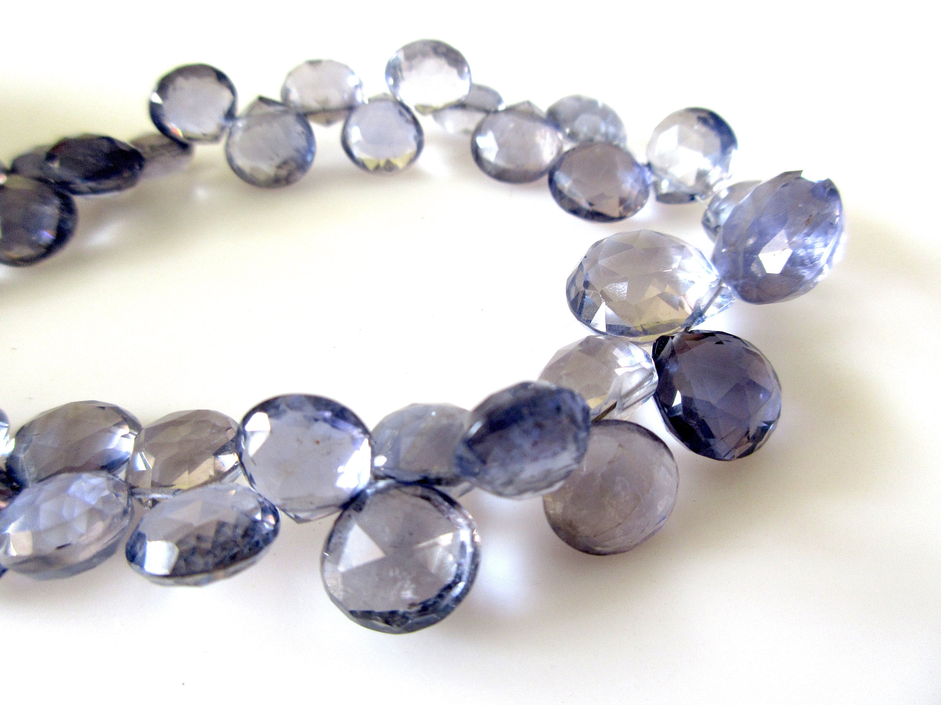 Iolite Faceted Heart Beads, Aaa Iolite Briolette Beads, Heart Shaped Iolite Briolettes, 5mm/7mm/11mm, Loose Iolite Gemstone Beads, Gds1092