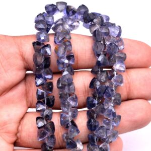 Iolite Gemstone 6x6mm Trillion Briolette Beads | Natural Iolite Semi Precious Gemstone Faceted Trillion Beads For Jewelry Making