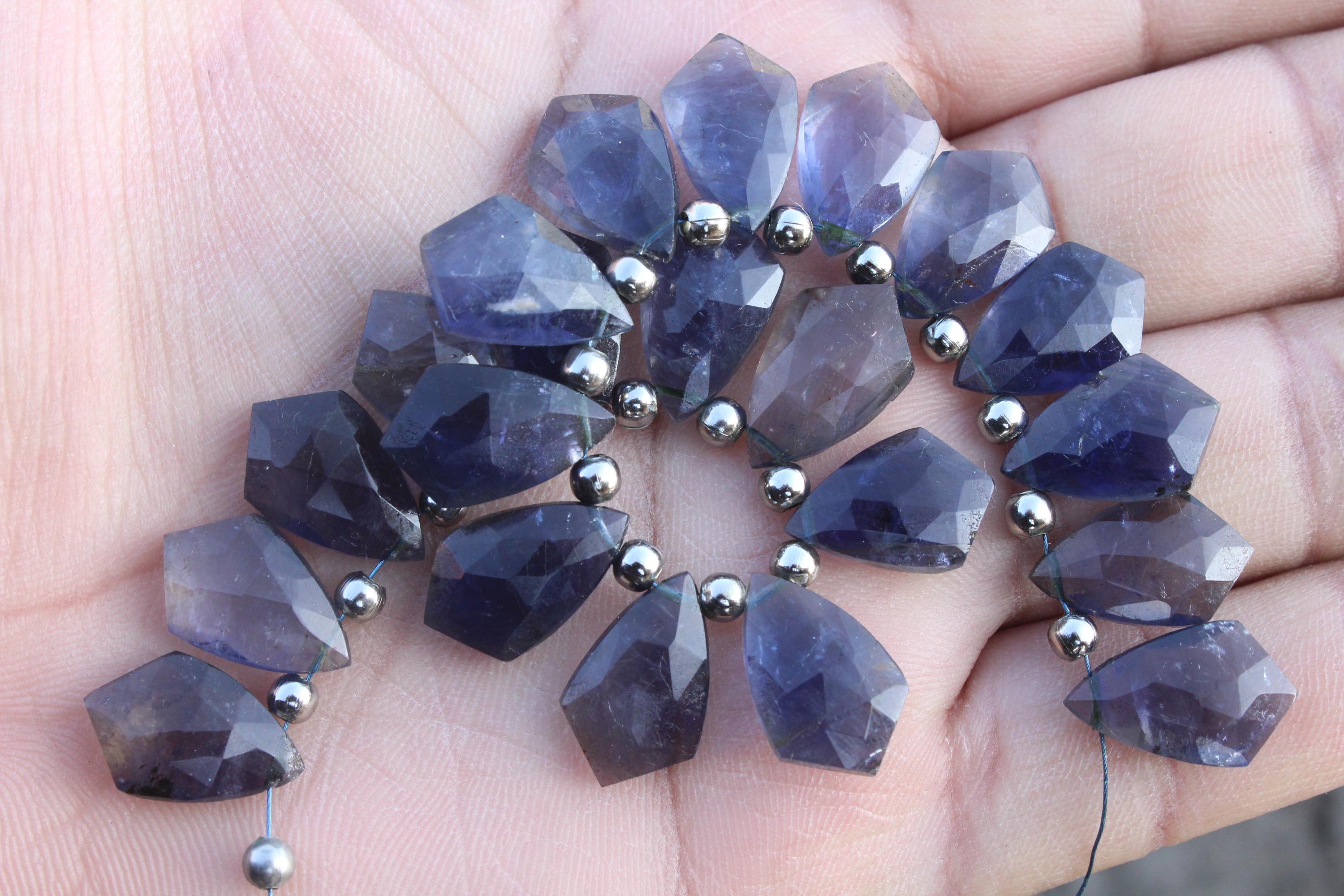 Iolite Gemstone Faceted Briolette Beads I 10 Pieces Sparrow-shaped I Size: 17--18 Mm App. I Jewelry Making (c282)
