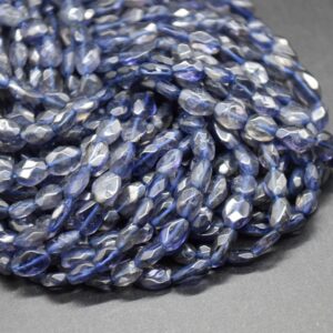 Iolite Gemstone Irregular Faceted Oval Disc Beads - 6mm - 8mm - 12" Strand