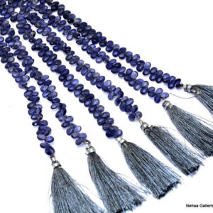Iolite Gemstone Pear Briolette Beads | 8inch Strand | Aaa+ Natural Iolite Semi Precious Gemstone Faceted 6x9mm Briolette Beads For Jewelry
