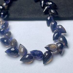 Natural Iolite , Flowerbud Briolettes Diagonal Drilled Drop Briolette , 8 Inches Strand , 7 / 11 Mm Beads , For Making Beads