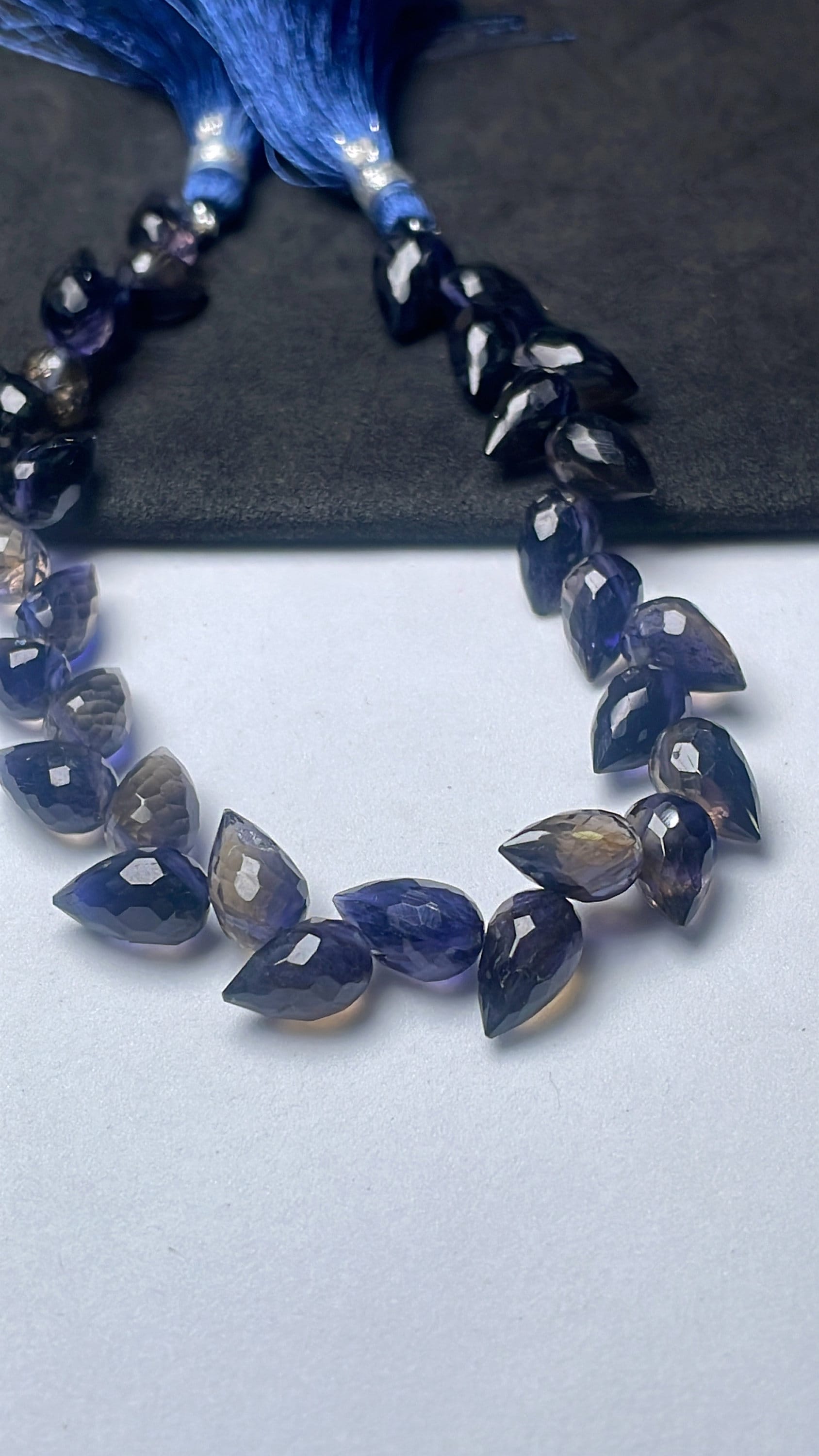 Natural Iolite , Flowerbud Briolettes Diagonal Drilled Drop Briolette , 8 Inches Strand , 7 / 11 Mm Beads , For Making Beads Natural Iolite , Flowerbud Briolettes Diagonal Drilled Drop Briolette , 8 Inches Strand , 7 / 11 Mm Beads , For Making Beads