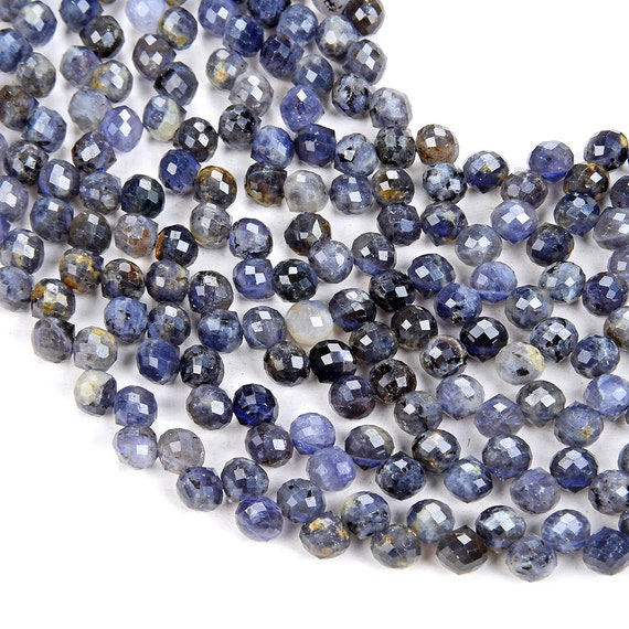 Natural Iolite Gemstone Grade Aa Micro Faceted Briolette 6mm Loose Beads Bulk Lot 1,2,6,12 And 50 (p8)