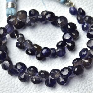 Natural Iolite Onion Briolette Beads 4x5mm To 6x6mm Faceted Onion Shape Briolettes Gemstone Beads Blue Iolite Beads - 7 Inch Strand No2745