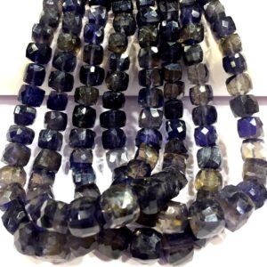 Natural Rare Iolite Faceted Cube Shape Beads Iolite Gemstone Beads Iolite Cube Beads Iolite Strand Jewelry Making Beads Top Quality Beads.