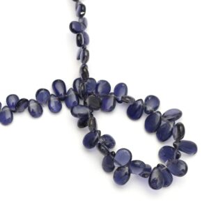 Natural Iolite Smooth Pears Beads - Iolite Smooth - 5.5 Mm To 6 Mm - Iolite Pear - Gem Quality , 8 Inch/ 20 Cm Full Strand, Price Per Strand