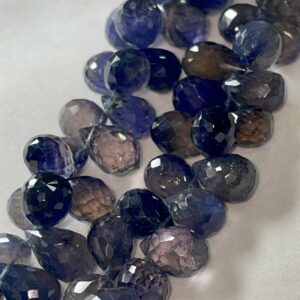 New Brand Natural Iolite Drops Faceted Beads, 8/12mm, 9 Inches Strand, 213 Carats An Amazing Item