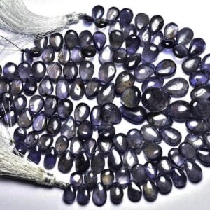 Iolite Pear Beads - 7 inches - Natural Smooth Iolite Briolettes - Size is 6.5x9 - 9x14 mm #2516
