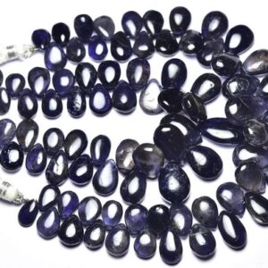 Iolite Pear Beads - 7 inches - Natural Smooth Iolite Pear Briolettes - Size is 7x9 - 10x15 mm #2522