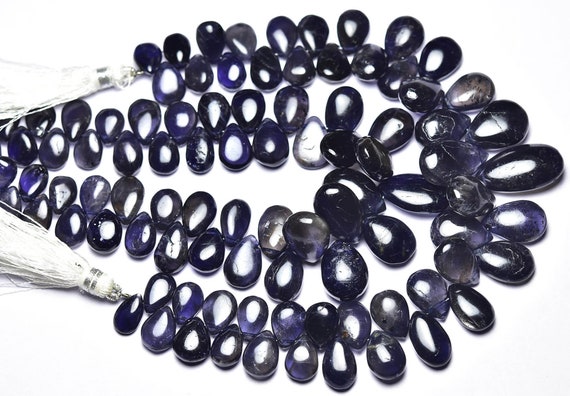 Iolite Pear Beads - 7 Inches - Natural Smooth Iolite Pear Briolettes - Size Is 7x9 - 10x15 Mm #2522