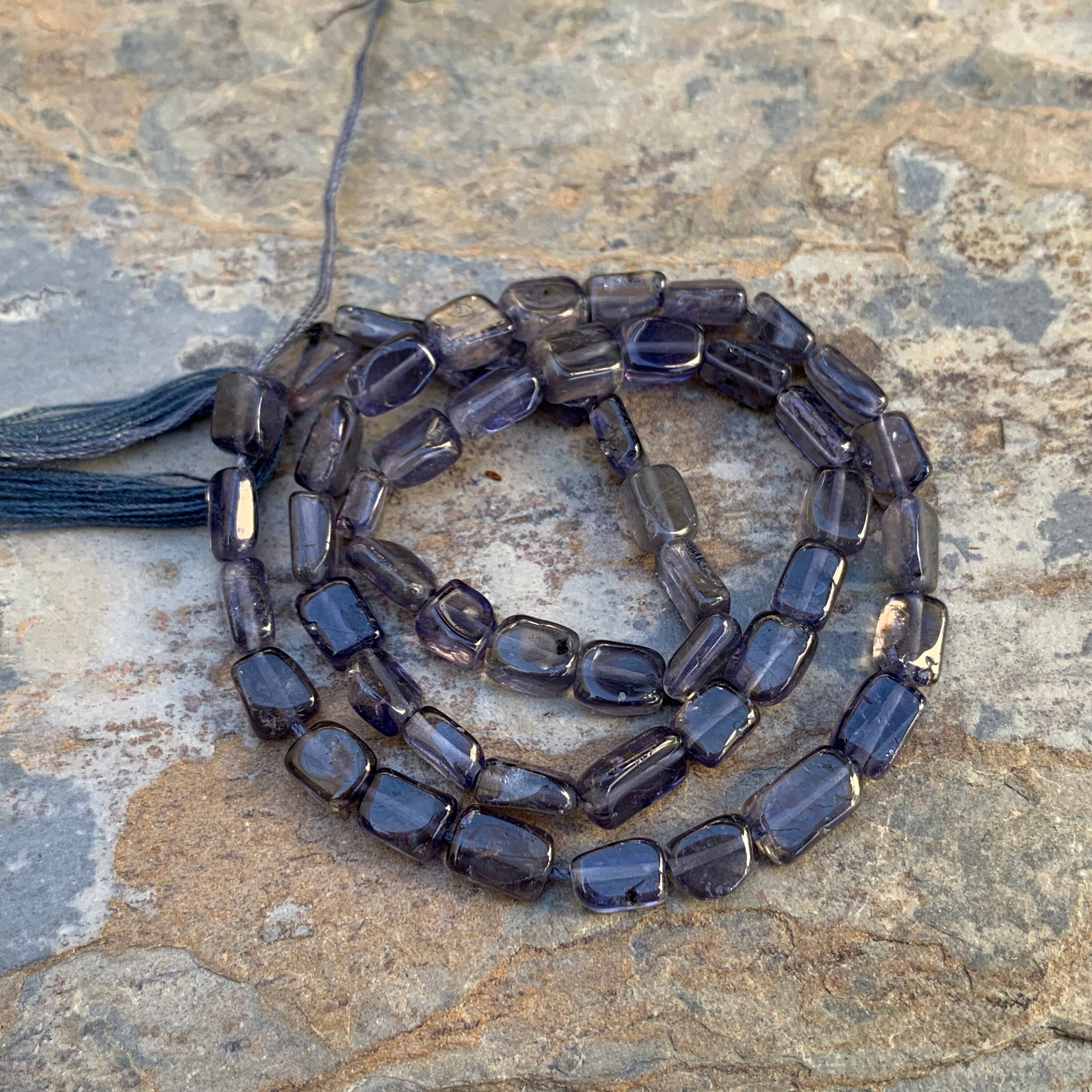 Iolite Rectangle Beads, 5 To 6mm, 12.5 Inch Strand
