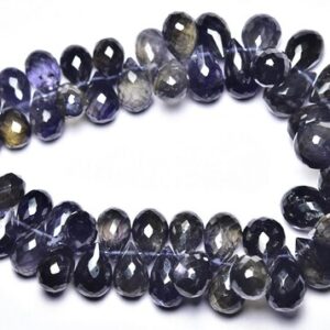 Iolite Teardrop Beads - 7 inches - Beautiful Natural Faceted Iolite Briolettes - Size is 6x10 - 8.5x14 mm #2514