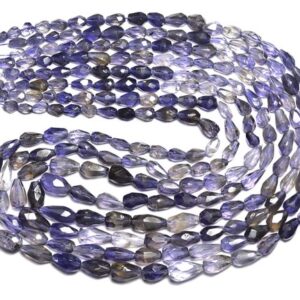 Iolite Teardrop Beads - 15 inches - Natural Beautiful Blue Iolite Faceted Centre Drilled Teardrop Briolettes Strand- Size is 3x5-5x9mm #579