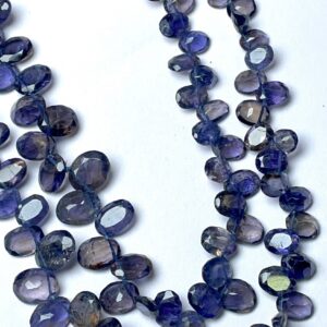 Natural Iolite Oval Gemstone Beads | 4/6-7.5/8.5 Mm Faceted Briolettes | 14 Inches For Jewelry Making Natural Iolite Oval Gemstone Beads | 4/6-7.5/8.5 Mm Faceted Briolettes | 14 Inches For Jewelry Making