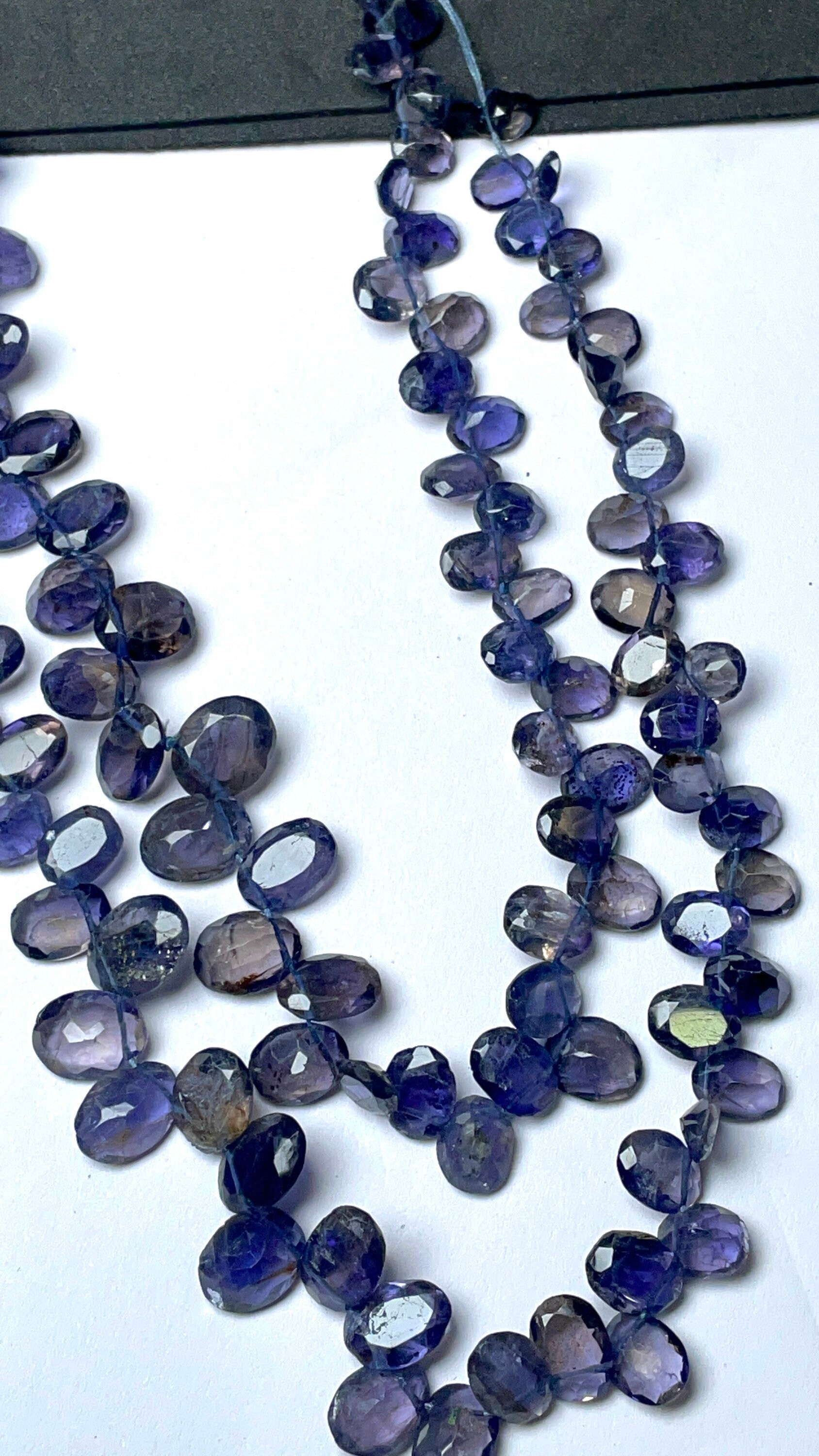 Natural Iolite Oval Gemstone Beads | 4/6-7.5/8.5 Mm Faceted Briolettes | 14 Inches For Jewelry Making