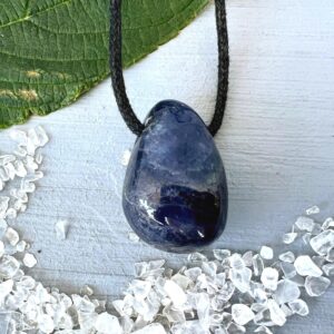 Iolite Pendant 1.2" tumbled and drilled Cordierite Necklace | Water Sapphire drilled Iolite Pendant 1.2" tumbled and drilled Cordierite Necklace | Water Sapphire drilled