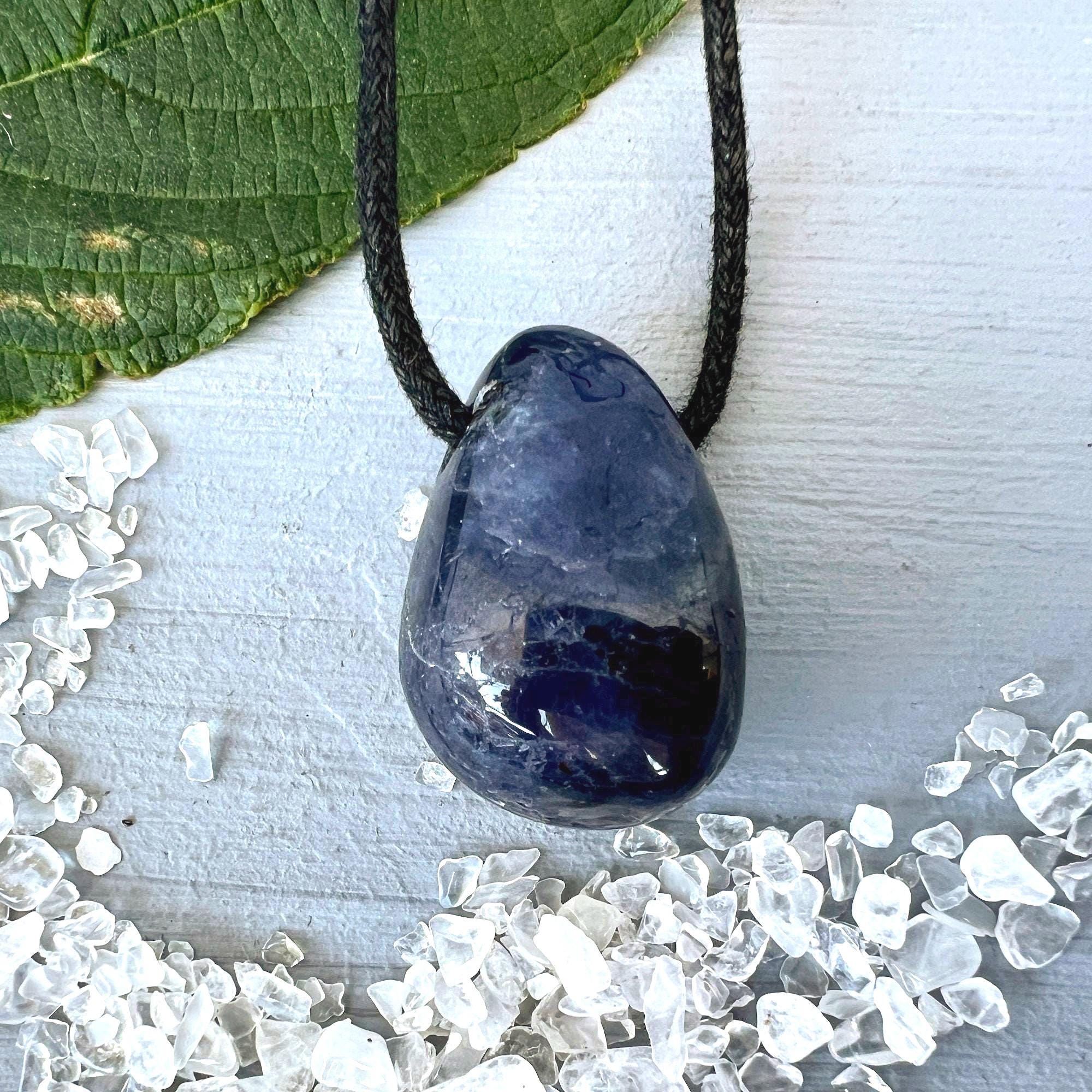Iolite Pendant 1.2" Tumbled And Drilled Cordierite Necklace | Water Sapphire Drilled Iolite Pendant 1.2" Tumbled And Drilled Cordierite Necklace | Water Sapphire Drilled