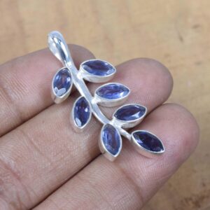 Blue Iolite 925 Sterling Silver Natural Faceted Gemstone Leaf Handmade Pendant Jewelry ~ September Month Birthstone ~ Gift For Christmas Blue Iolite 925 Sterling Silver Natural Faceted Gemstone Leaf Handmade Pendant Jewelry ~ September Month Birthstone ~ Gift For Christmas