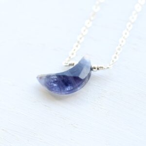 Blue iolite moon necklace, iolite pendant, natural gemstone jewelry, crystal for third eye chakra, Sagittarius zodiac, boho gift moon choker Blue iolite moon necklace, iolite pendant, natural gemstone jewelry, crystal for third eye chakra, Sagittarius zodiac, boho gift moon choker