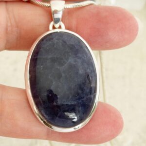 Blue Iolite Teardrop Pendant, Sterling Silver Setting, Unisex Jewelry Blue Iolite Teardrop Pendant, Sterling Silver Setting, Unisex Jewelry