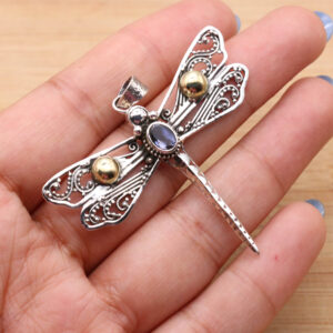 Iolite Dragonfly Pendant: 925 Sterling Silver, Handmade Jewelry Iolite Dragonfly Pendant: 925 Sterling Silver, Handmade Jewelry
