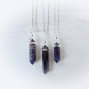 Iolite Gemstone Necklace Sterling Silver • Genuine Iolite • Purple Iolite Point • Sterling Iolite Pendant • Blue Periwinkle Gemstone