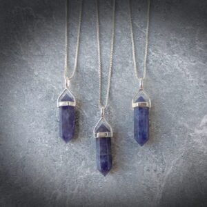 Iolite Gemstone Necklace Sterling Silver • Genuine Iolite • Purple Iolite Point • Sterling Iolite Pendant • Blue Periwinkle Gemstone